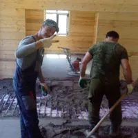 Пример работ по укладке полусухой стяжки пола в загородном доме в Дзержинском